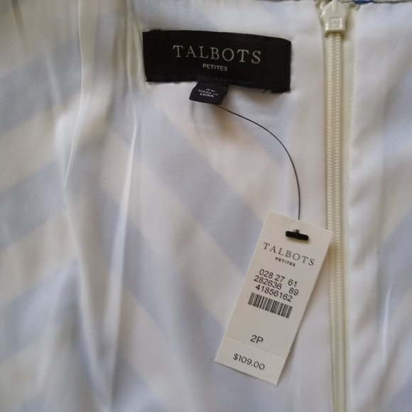 NWT Talbots blue and white cotton chevron stripe skirt 2P - Picture 6 of 9